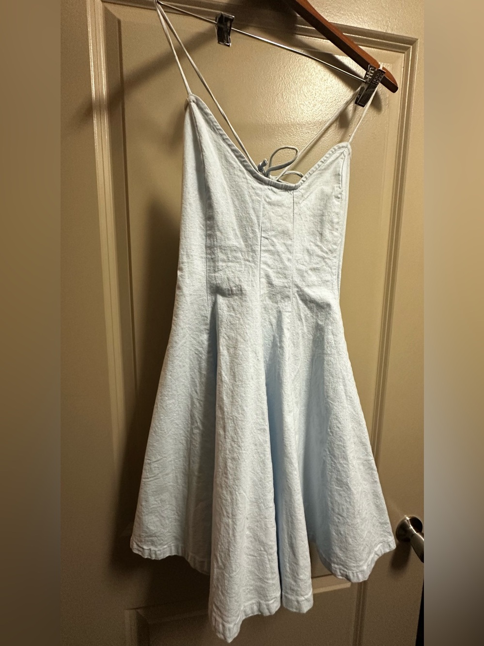 Free People Light Blue Spaghetti-Strap Casual Dress